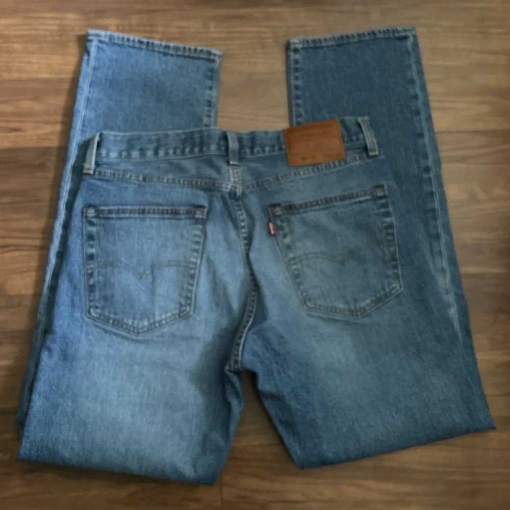 LEVI'S Premium 501 '93 Straight Stretch Blue Jeans Distressed Men' W33 L32